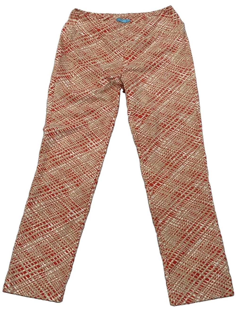 J. McLaughlin XS Carmel Pants Pull On Stretch Coral Tan Nile Geo Print Preppy